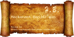 Heckenast Benjámin névjegykártya